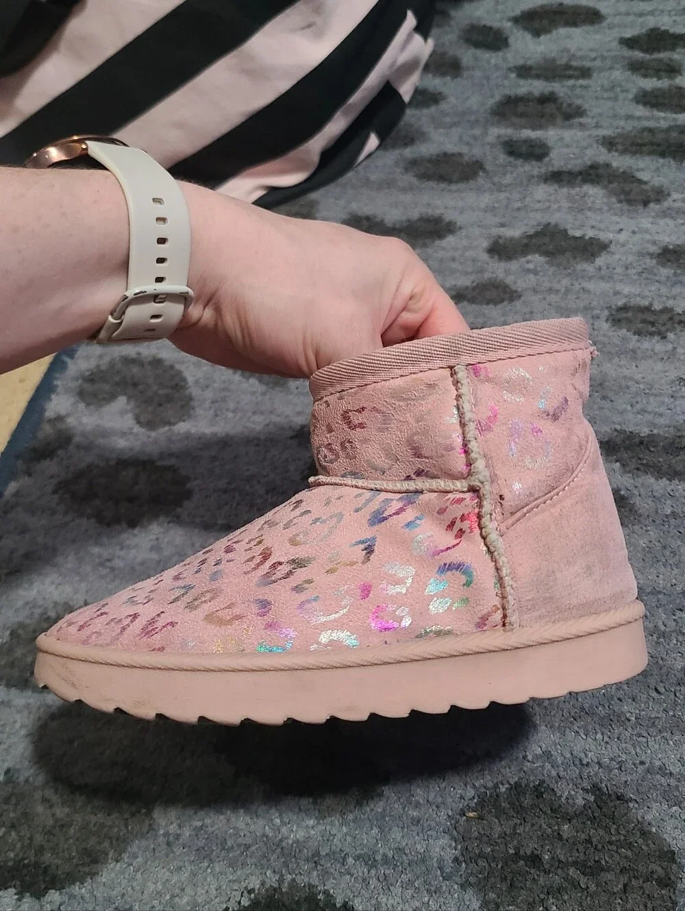 Girls Toddler Pink Fuzzy Boots sz 9/10c